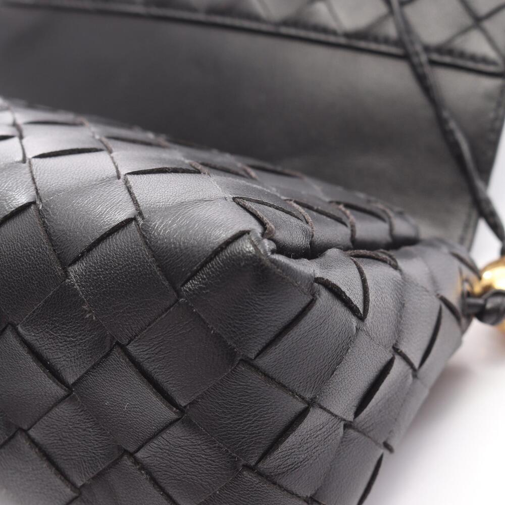 Bottega Veneta Intrecciato Shoulder Bag Leather Black - Picture 8 of 8